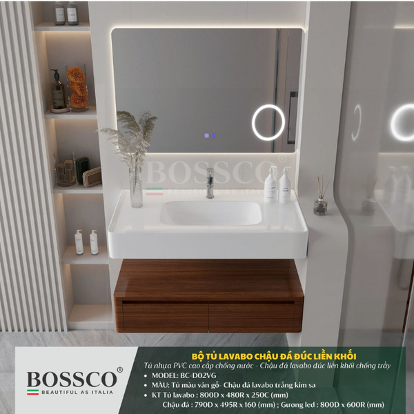 Tủ lavabo Bossco BC-D02VG màu vân gỗ