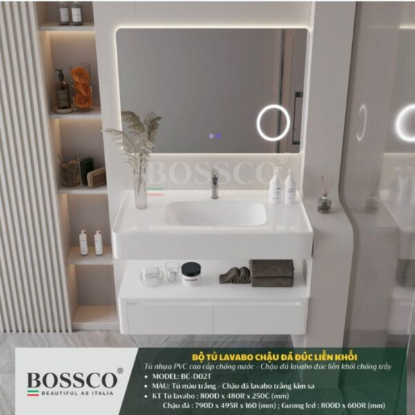 Tủ lavabo Bossco BC-D02T màu trắng