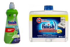 Combo nước làm bóng Finish FVER400RG và nước vệ sinh lồng máy rửa chén Finish FVVS250