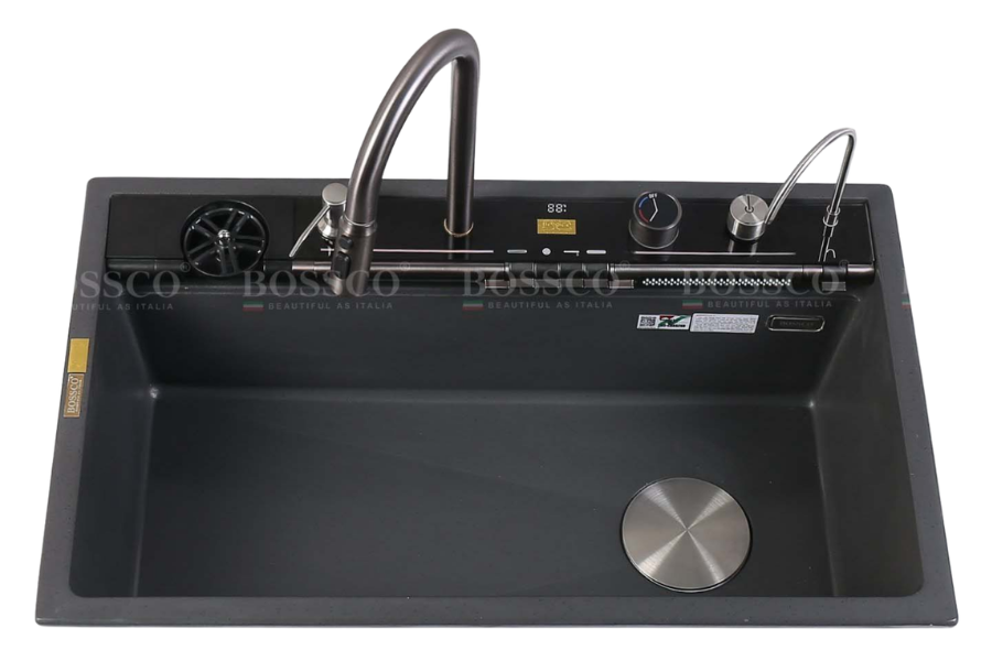 Chậu rửa chén Bossco BC-C8652XĐ 1 hộc xám đen