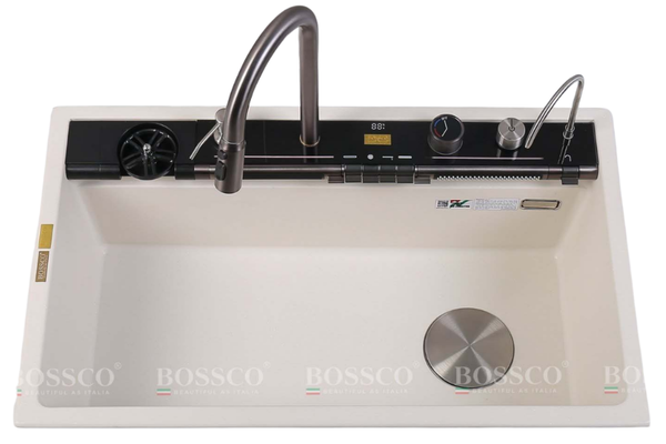 Chậu Rửa Chén Bossco BC-C8652TKS 1 hộc trắng kim sa