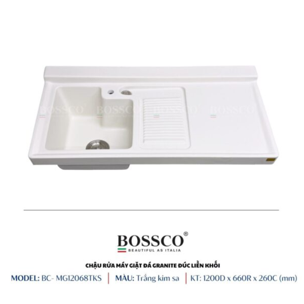 Chậu rửa máy giặt đá Bossco MG12068TKS