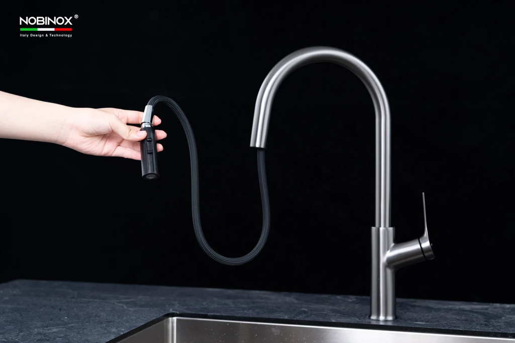 Vòi rửa chén Nobinox FORTE NX887 nóng lạnh