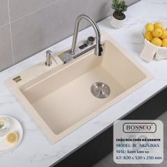 Chậu rửa chén Bossco BC-A8252KKS 1 hộc, 2 phím đa năng
