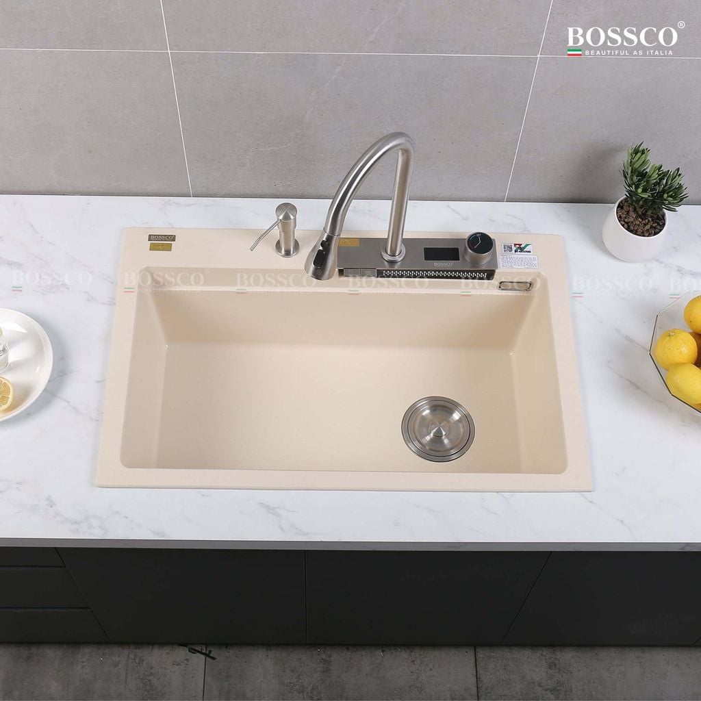 Chậu rửa chén Bossco BC-A8252KKS 1 hộc, 2 phím đa năng