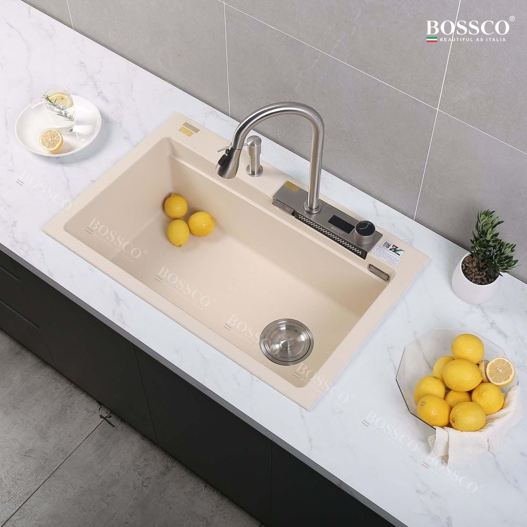 Chậu rửa chén Bossco BC-A8252KKS 1 hộc, 2 phím đa năng