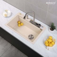 Chậu rửa chén Bossco BC-A8252KKS 1 hộc, 2 phím đa năng