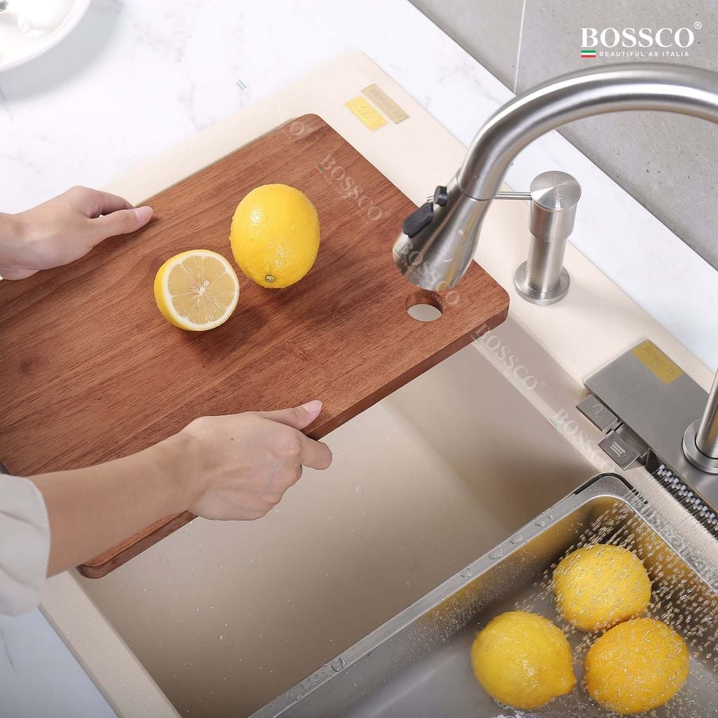 Chậu rửa chén Bossco BC-A8252KKS 1 hộc, 2 phím đa năng