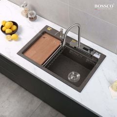 Chậu rửa chén Bossco BC-A8252NKS 1 hộc, 2 phím đa năng