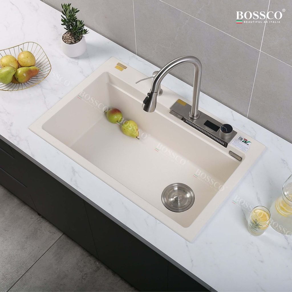 Chậu rửa chén Bossco BC-A8252TKS 1 hộc, 2 phím đa năng