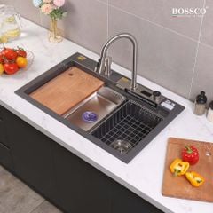 Chậu rửa chén Bossco BC-A8252XĐ 1 hộc, 2 phím đa năng