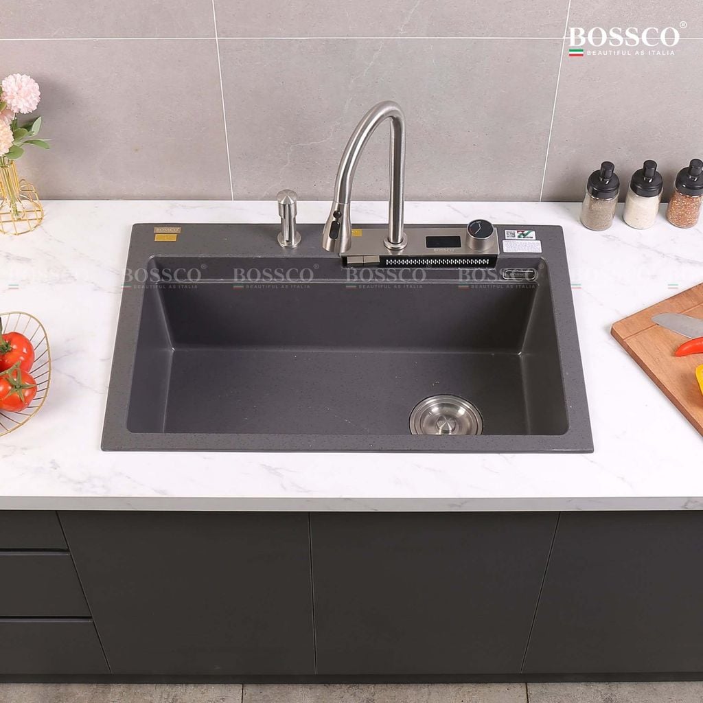 Chậu rửa chén Bossco BC-A8252XĐ 1 hộc, 2 phím đa năng