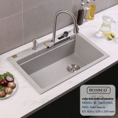 Chậu rửa chén Bossco BC-A8252XKS 1 hộc, 2 phím đa năng