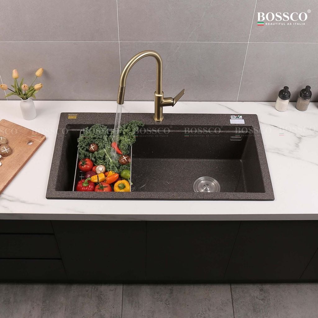 Chậu rửa chén Bossco BC-B10052NKS 1 hộc nâu kim sa