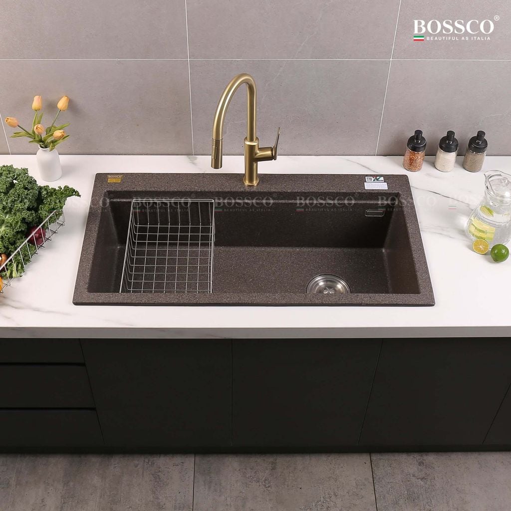 Chậu rửa chén Bossco BC-B10052NKS 1 hộc nâu kim sa