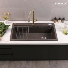 Chậu rửa chén Bossco BC-B10052NKS 1 hộc nâu kim sa