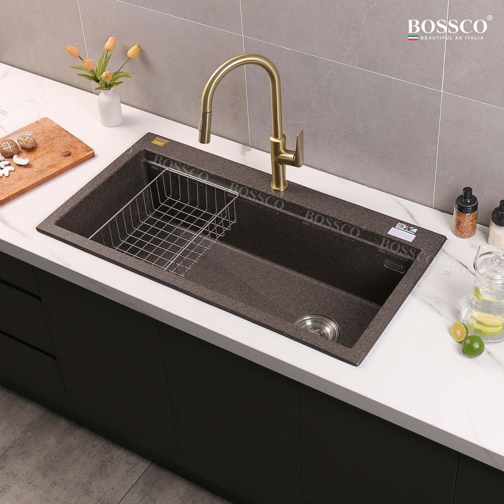 Chậu rửa chén Bossco BC-B10052NKS 1 hộc nâu kim sa