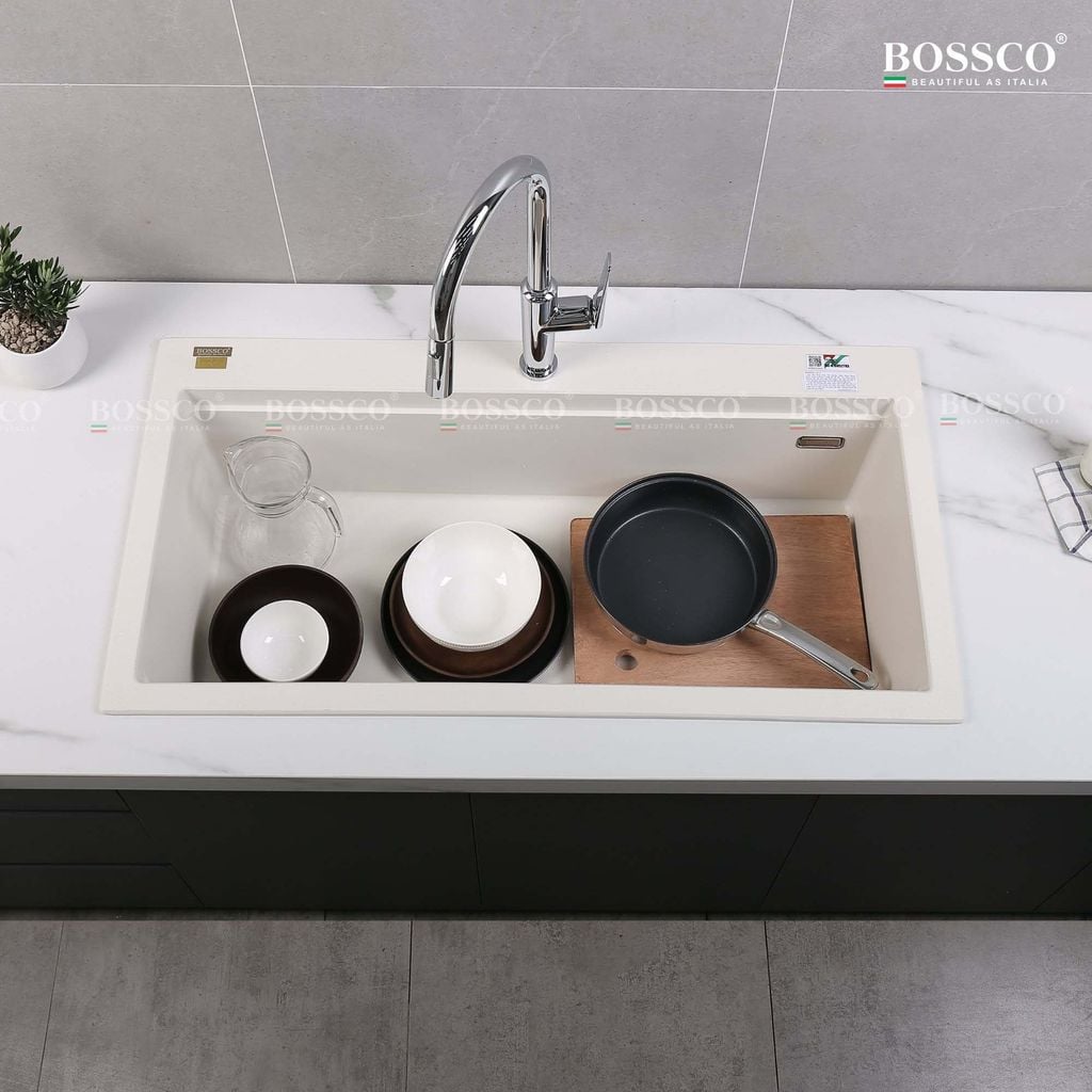 Chậu rửa chén Bossco BC-B10052TKS 1 hộc trắng kim sa