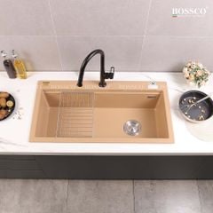 Chậu rửa chén Bossco BC-B10052VK 1 hộc vàng kem kim sa