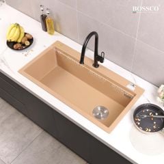 Chậu rửa chén Bossco BC-B10052VK 1 hộc vàng kem kim sa