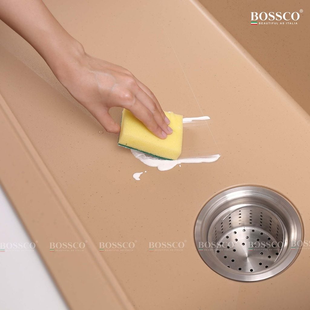 Chậu rửa chén Bossco BC-B10052VK 1 hộc vàng kem kim sa