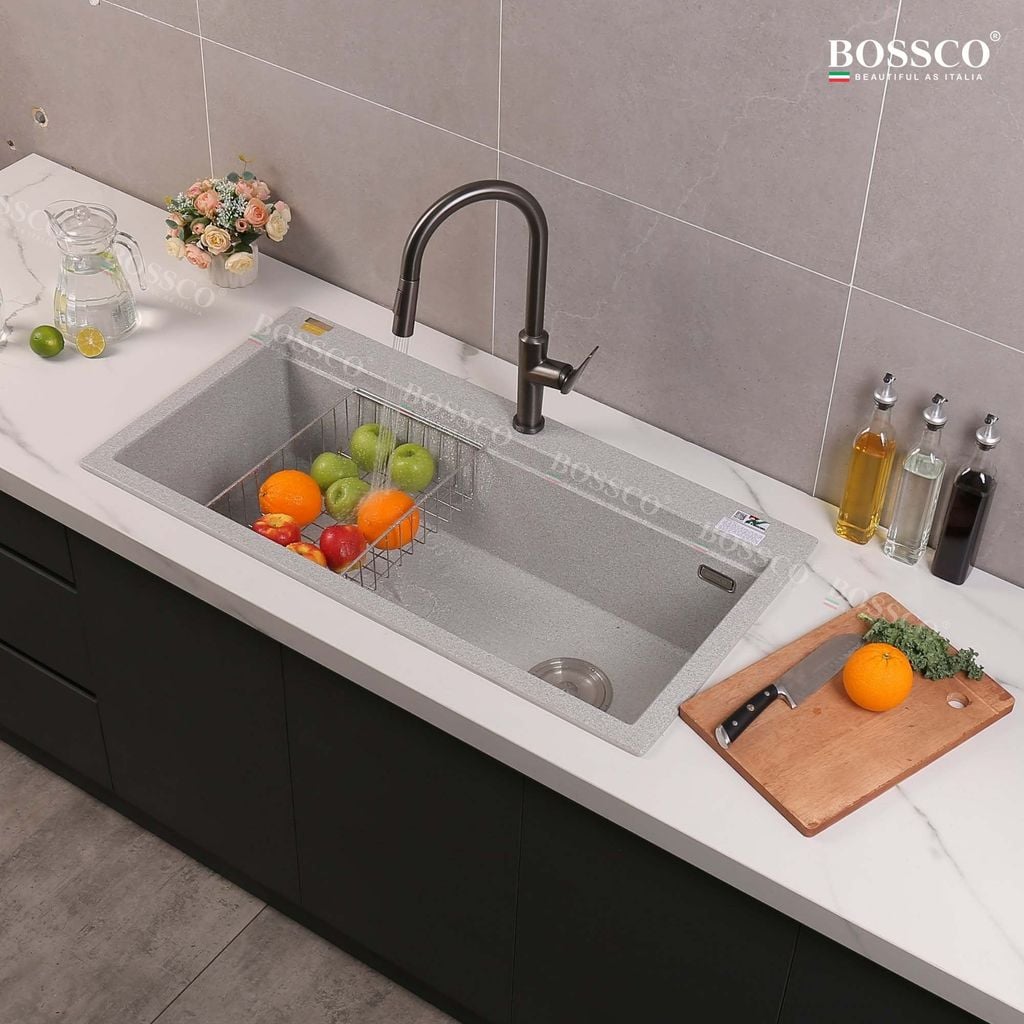 Chậu rửa chén Bossco BC-B10052XKS 1 hộc xám kim sa
