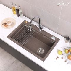 Chậu rửa chén Bossco BC-B8252NKS 1 hộc nâu kim sa