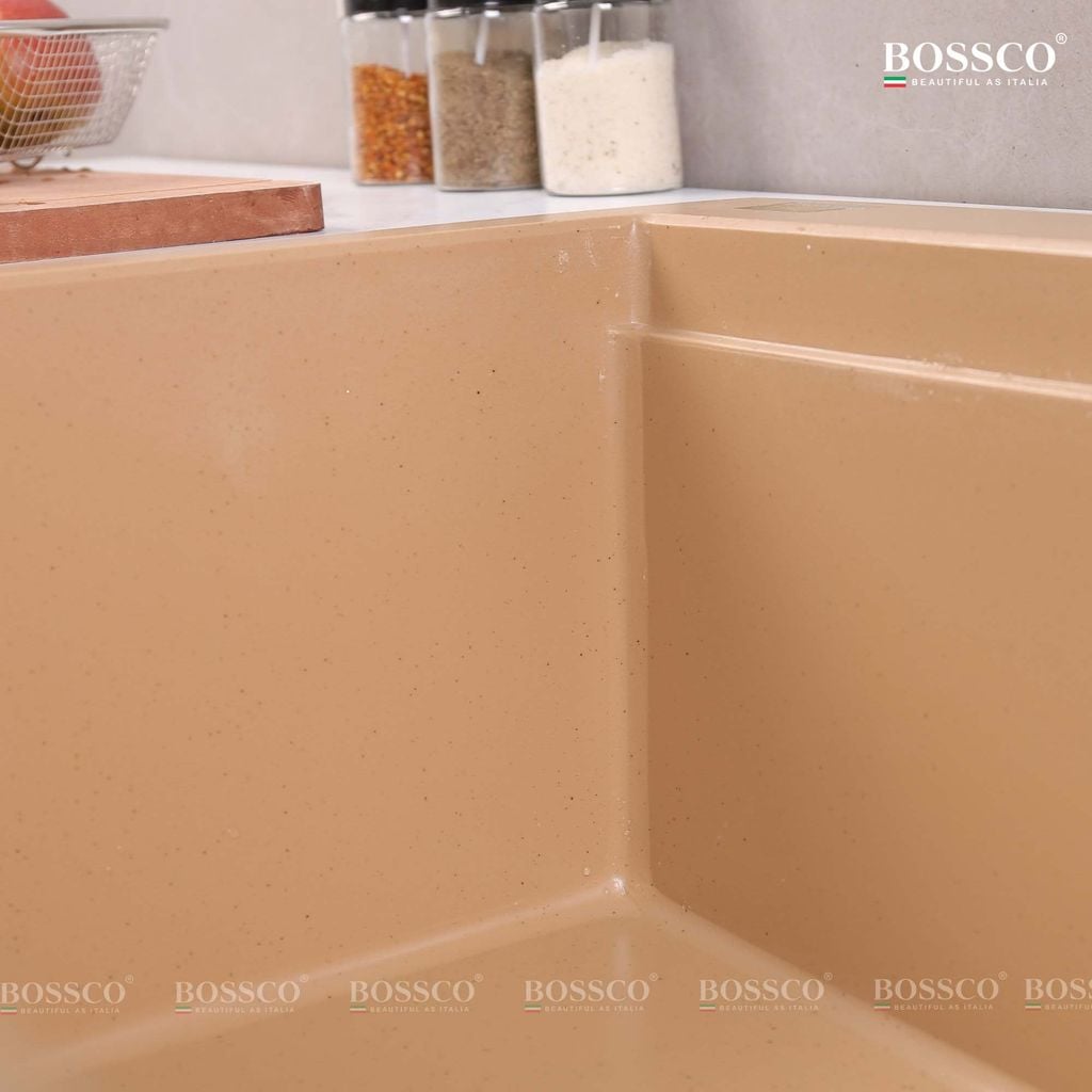 Chậu rửa chén Bossco BC-B8252VK 1 hộc vàng kem kim sa
