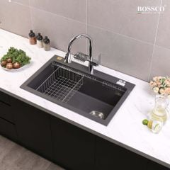Chậu rửa chén Bossco BC-B8252XĐ 1 hộc xám đen