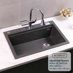 Chậu rửa chén Bossco BC-B8252XĐ 1 hộc xám đen