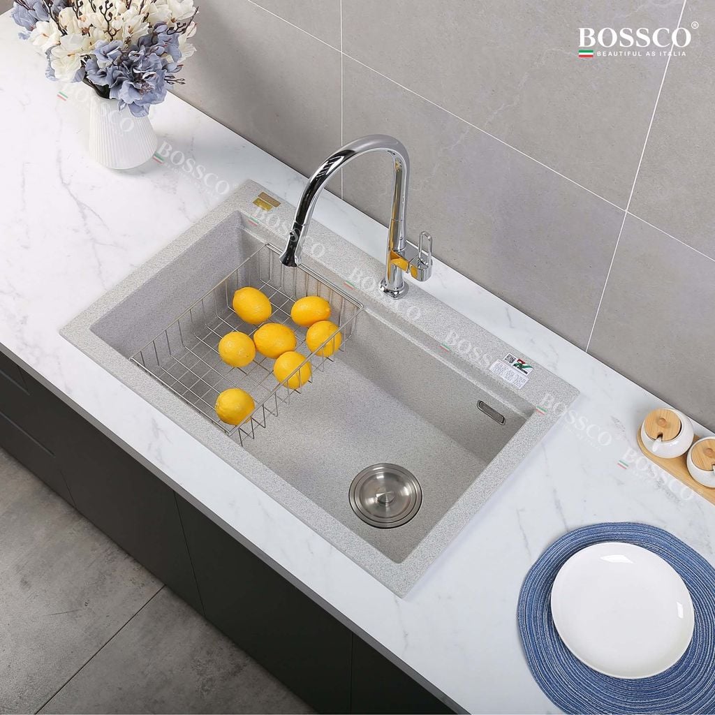 Chậu rửa chén Bossco BC-B8252XKS 1 hộc xám kim sa