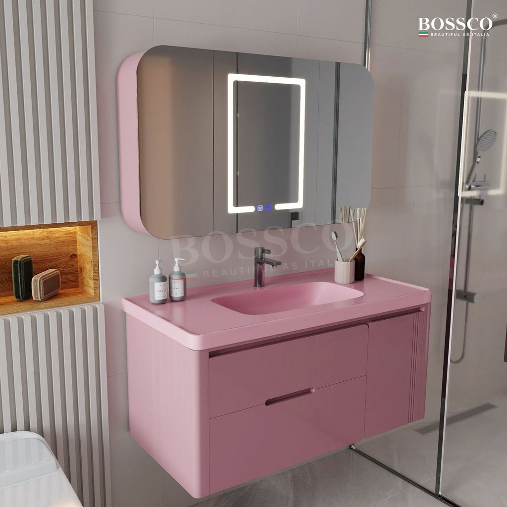 Tủ lavabo Bossco BC-C01H màu hồng