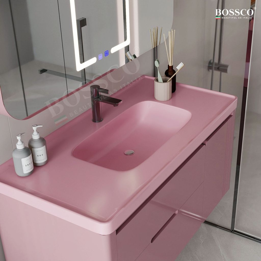 Tủ lavabo Bossco BC-C01H màu hồng