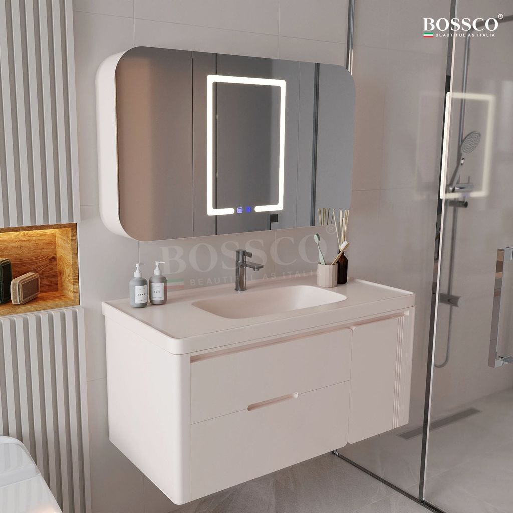 Tủ lavabo Bossco BC-C01K màu kem