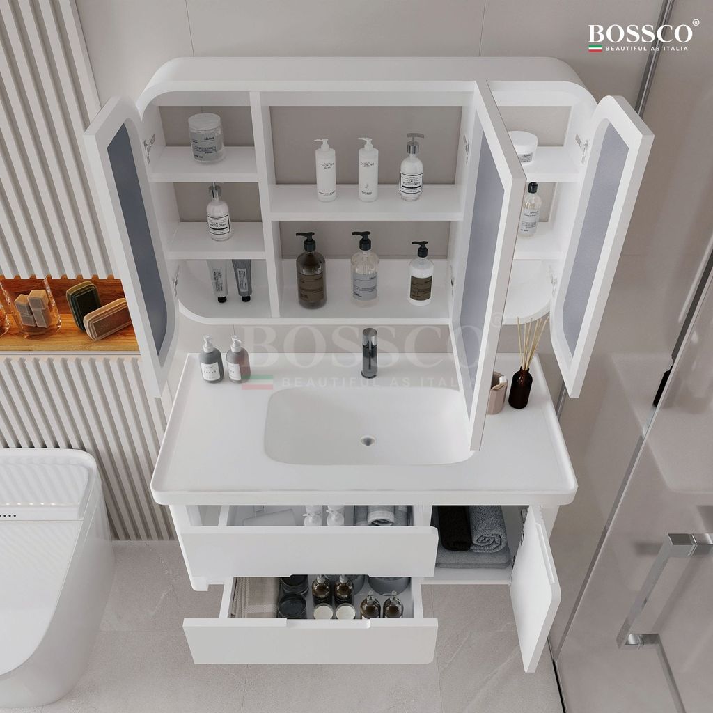 Tủ lavabo Bossco BC-C01T màu trắng