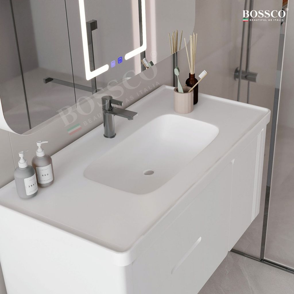 Tủ lavabo Bossco BC-C01T màu trắng