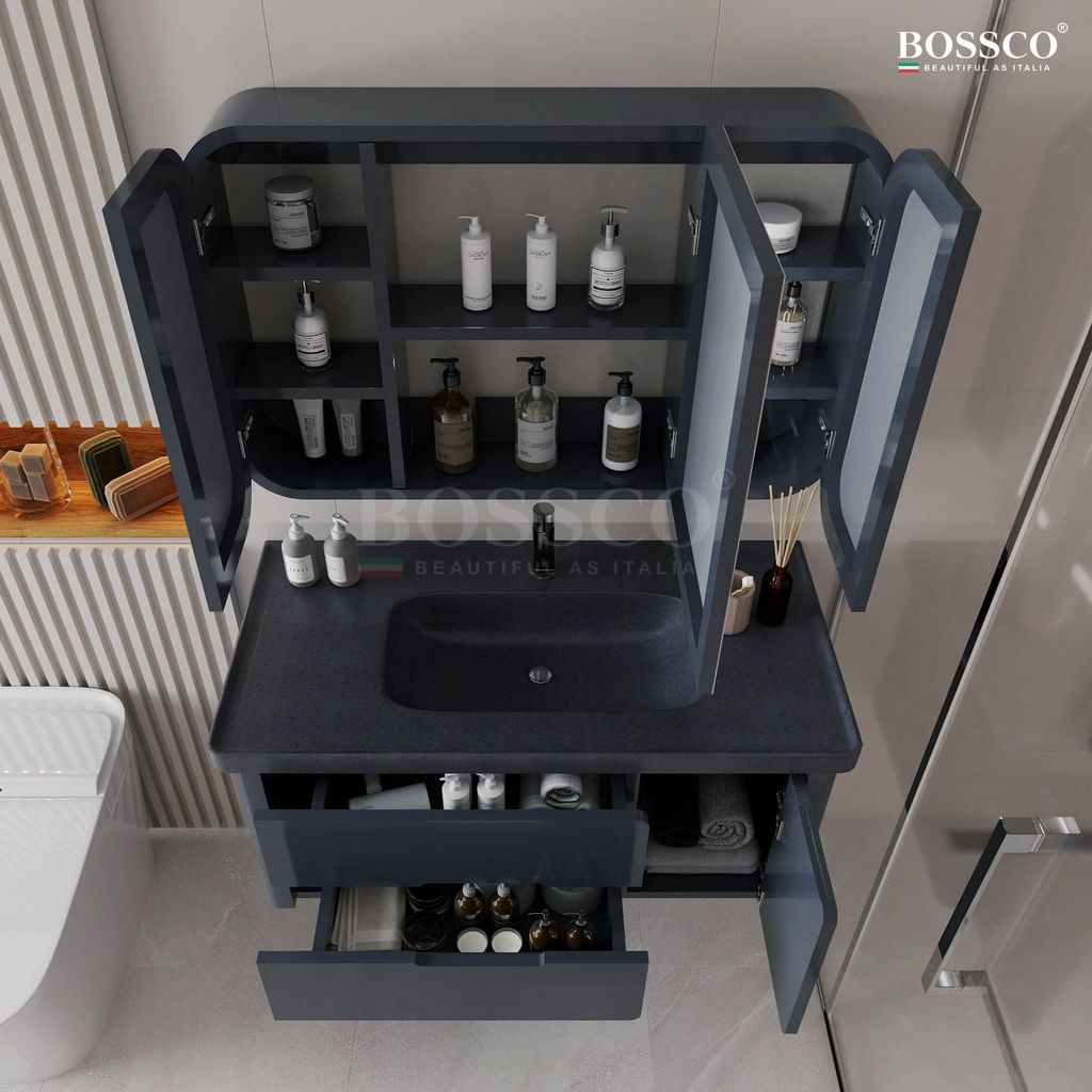 Tủ lavabo Bossco BC-C01X xám đậm