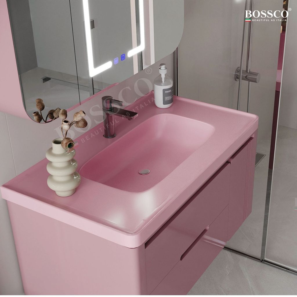 Tủ lavabo Bossco BC-C02H màu hồng