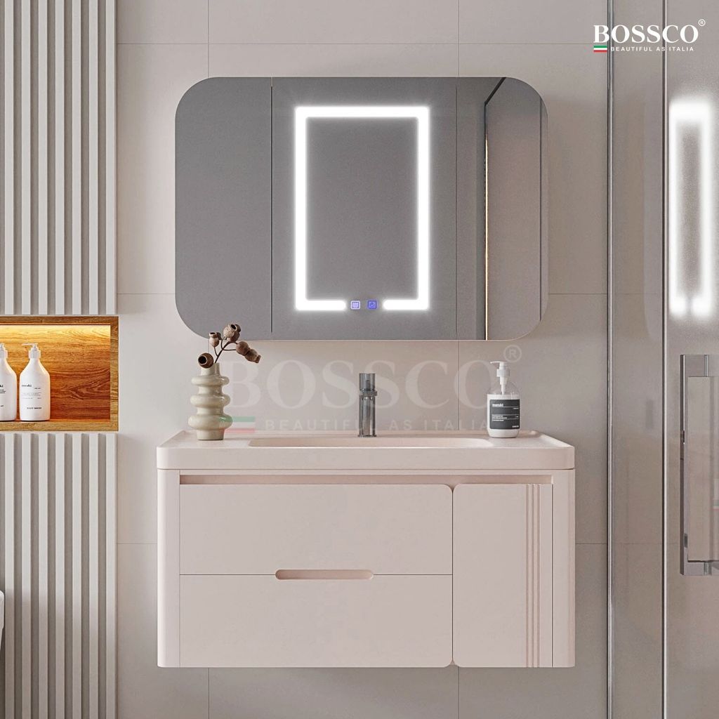 Tủ lavabo Bossco BC–C02K màu kem