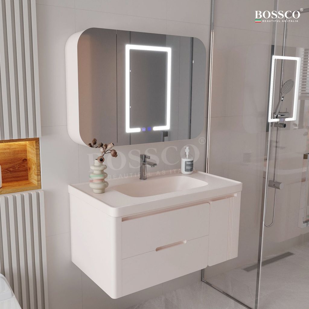 Tủ lavabo Bossco BC–C02K màu kem