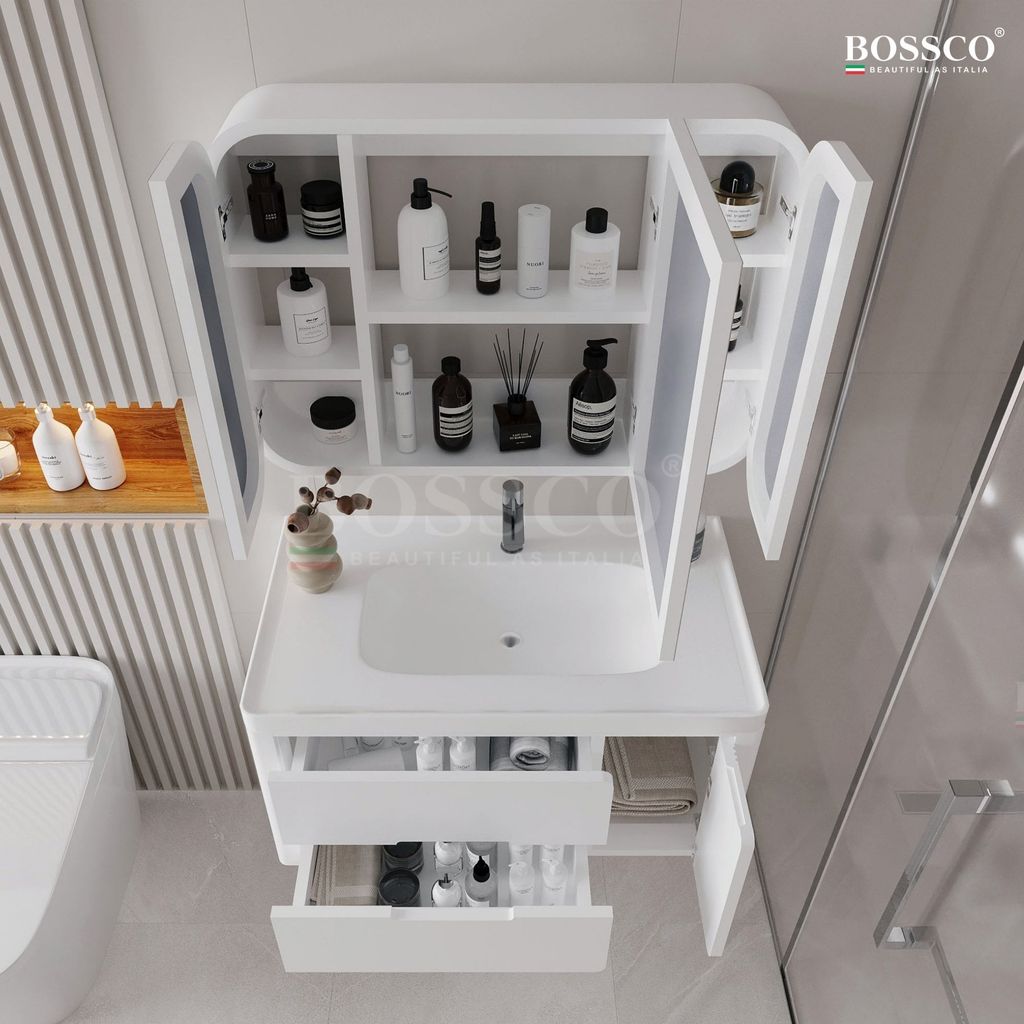 Tủ Lavabo Bossco BC-C02T màu trắng