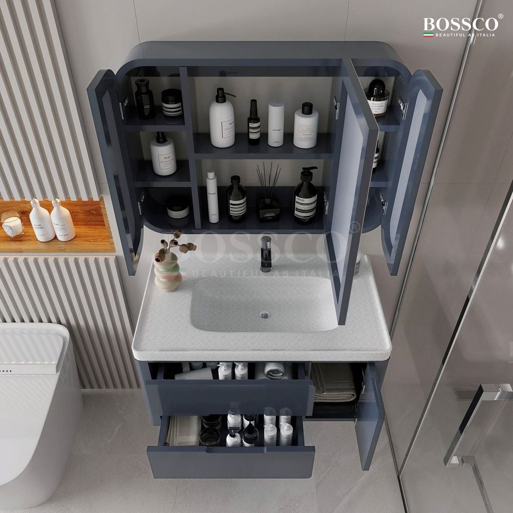 Tủ Lavabo Bossco BC-C02X xám đậm