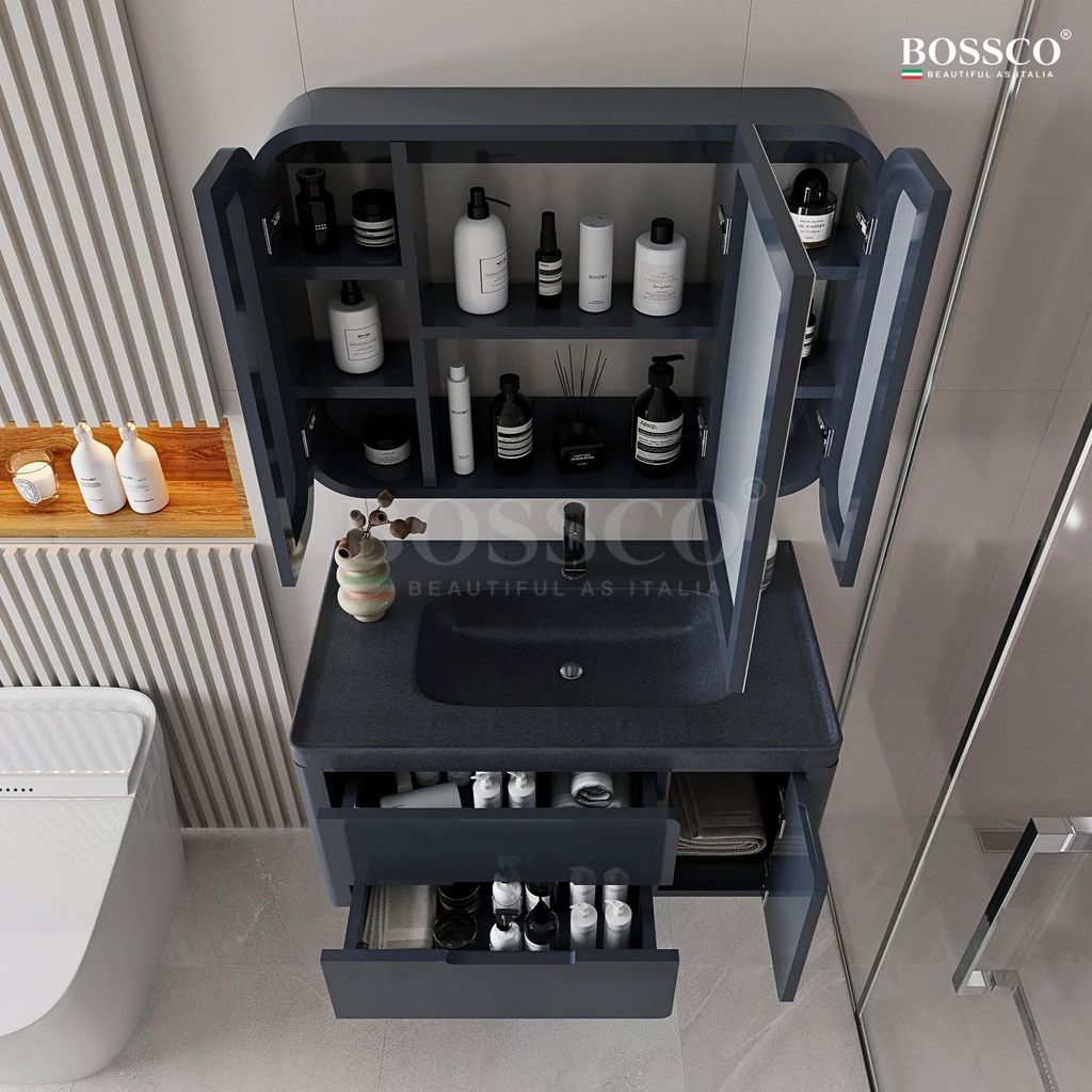 Tủ Lavabo Bossco BC-C02X xám đậm