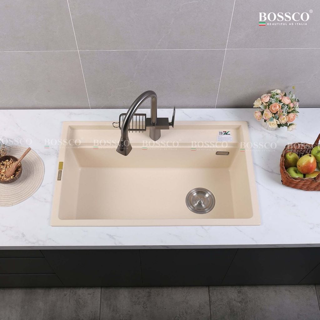 Chậu rửa chén Bossco BC-D8652KKS 1 hộc kem kim sa
