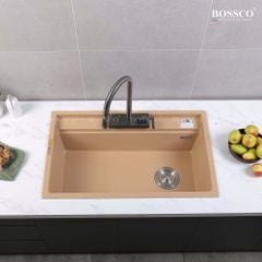 Chậu rửa chén Bossco BC-D8652VK 1 hộc vàng kem kim sa