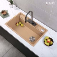 Chậu rửa chén Bossco BC-D8652VK 1 hộc vàng kem kim sa