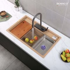 Chậu rửa chén Bossco BC-D8652VK 1 hộc vàng kem kim sa