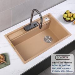 Chậu rửa chén Bossco BC-D8652VK 1 hộc vàng kem kim sa