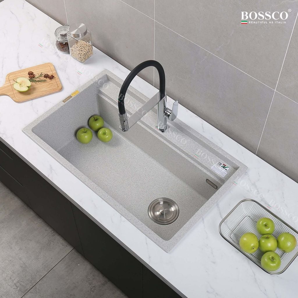 Chậu rửa chén Bossco BC-D8652XKS 1 hộc xám kim sa