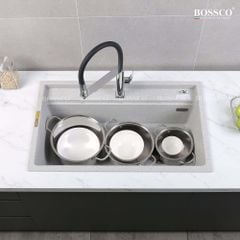 Chậu rửa chén Bossco BC-D8652XKS 1 hộc xám kim sa